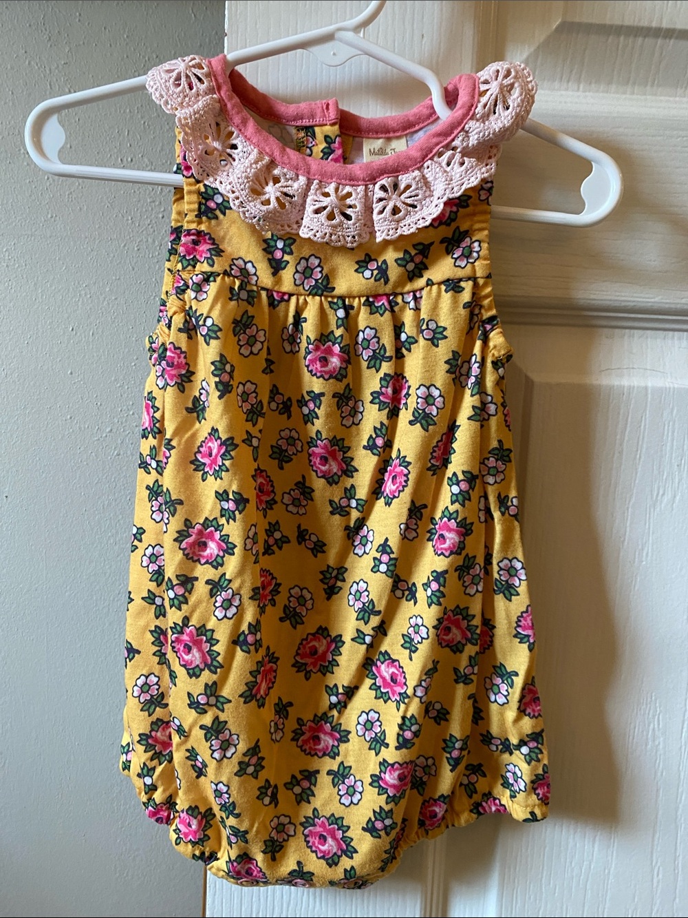 Matilda Jane Yellow Tank with Pink Floral Print and Lace